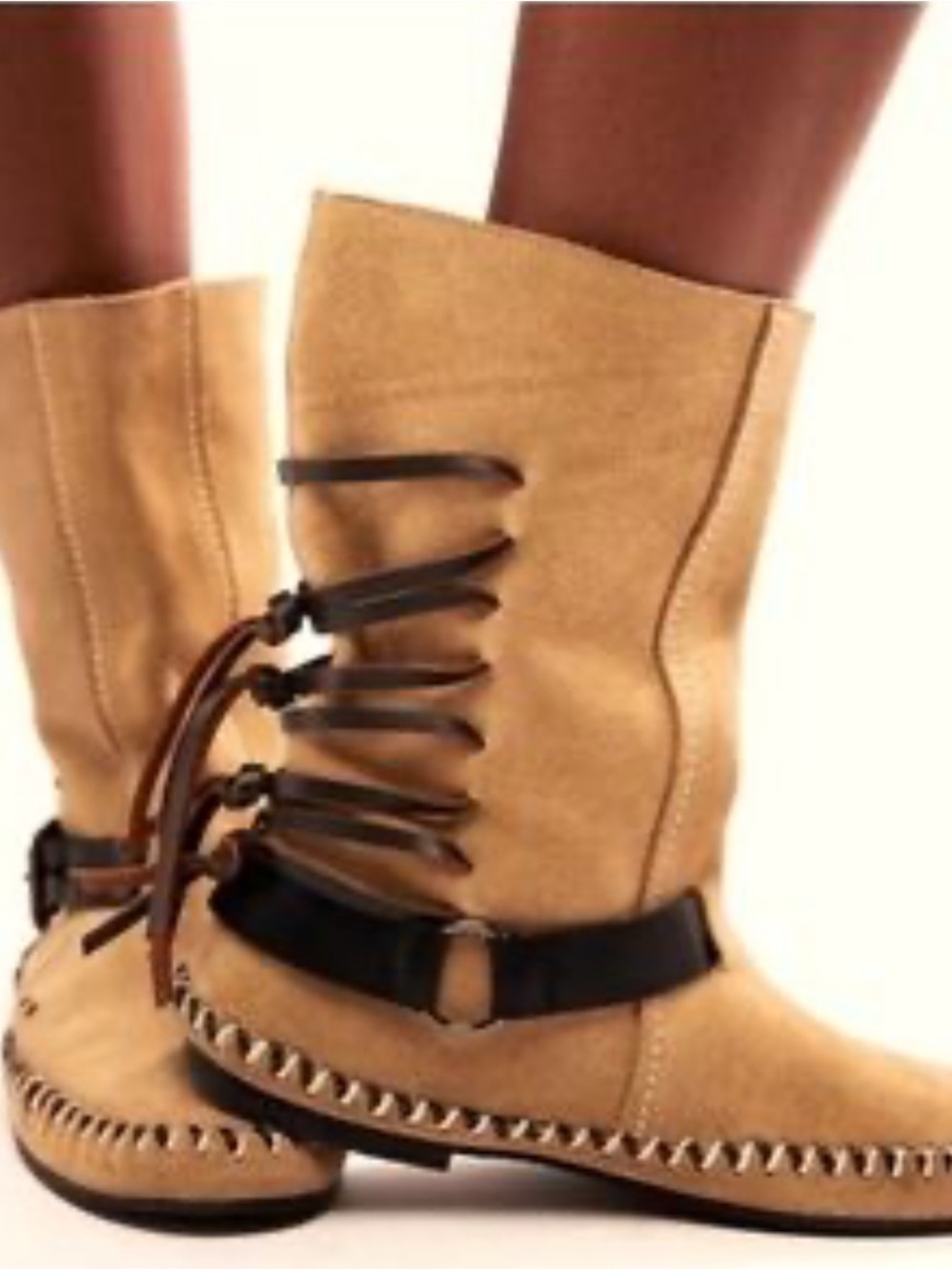 Tan Women's Mid-Calf Lace-Up Suede Boots